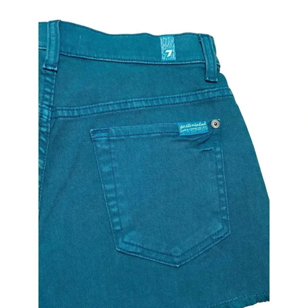 NWT 7 For All Mankind Teal Denim Cur Off Shorts-sz 26